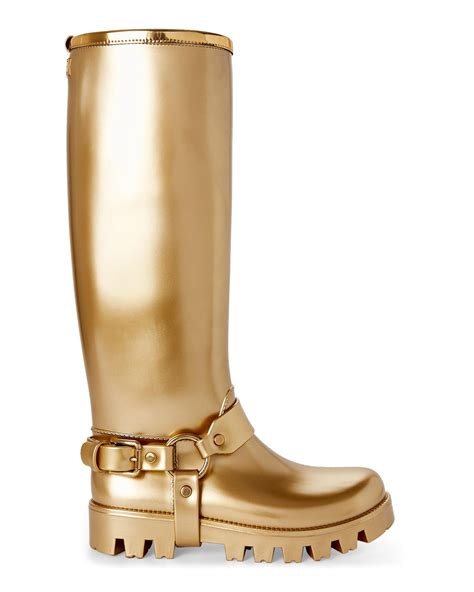 dolce gabbana gold rain boots